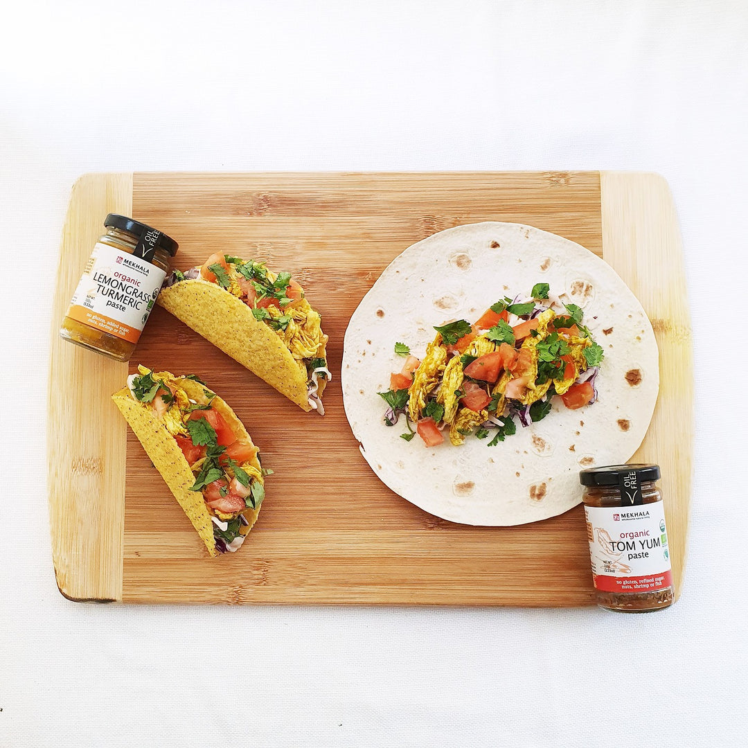 Lemongrass Turmeric Chicken Taco with Tom Yum Coleslaw