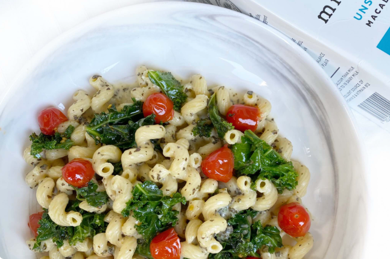 Kale Cavatappi in Cream Sauce