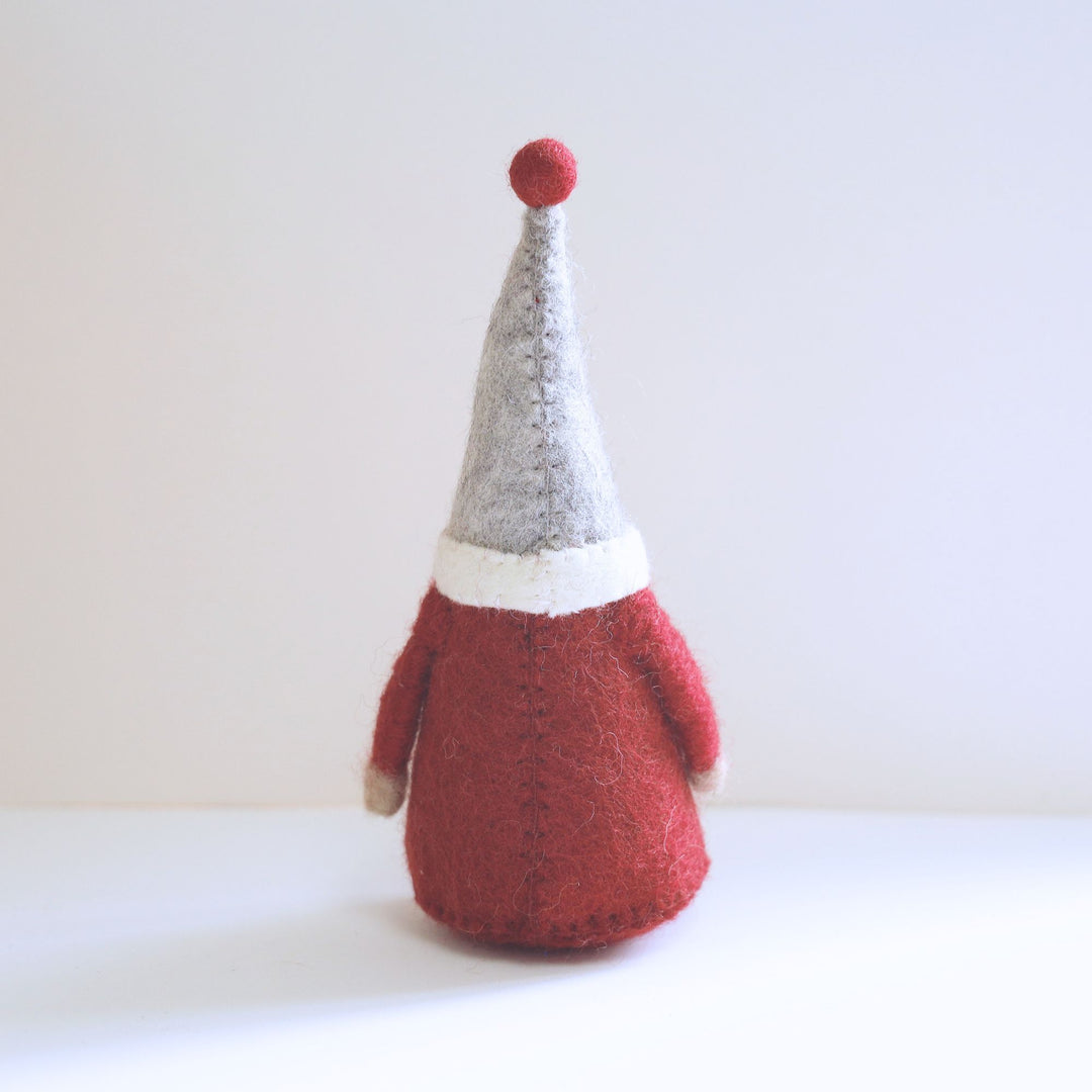 Handmade Xmas Felt Doll - Gnome Santa with Snowflake 19cm