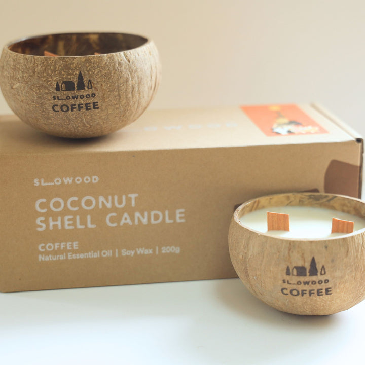 Special Edition - Natural Essential Oil Coconut Shell Candle 200g x 2pcs Coffee