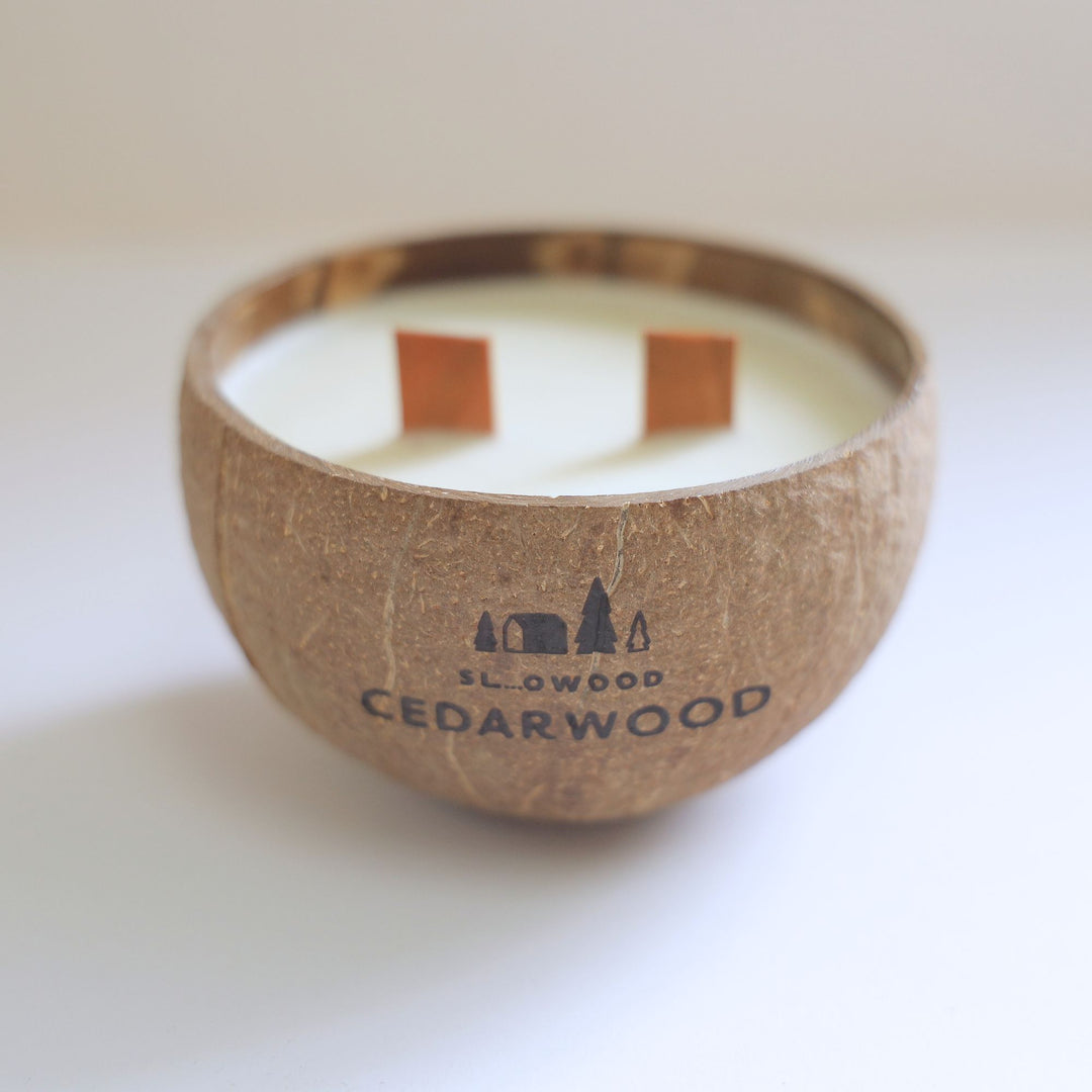 Special Edition - Natural Essential Oil Coconut Shell Candle 200g x 2pcs Cedar Wood