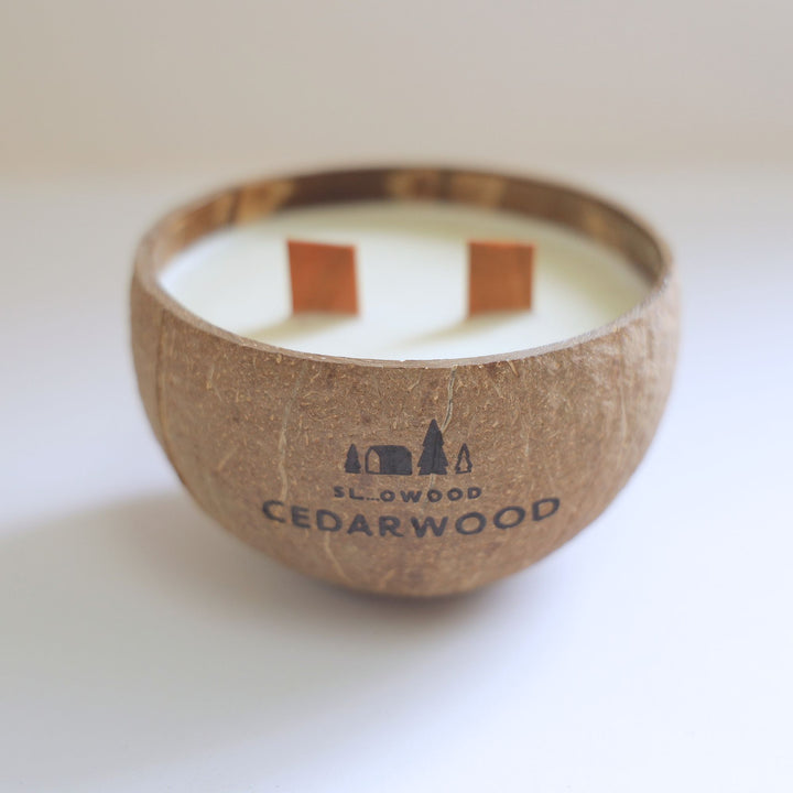 Xmas Special - Natural Essential Oil Coconut Shell Candle 200g x 2pcs Cedar Wood