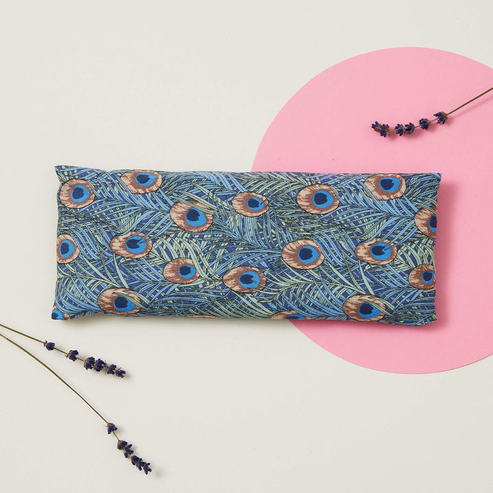 Lavender Relaxation Eye Pillow - Peacock Feathers Pattern - Slowood