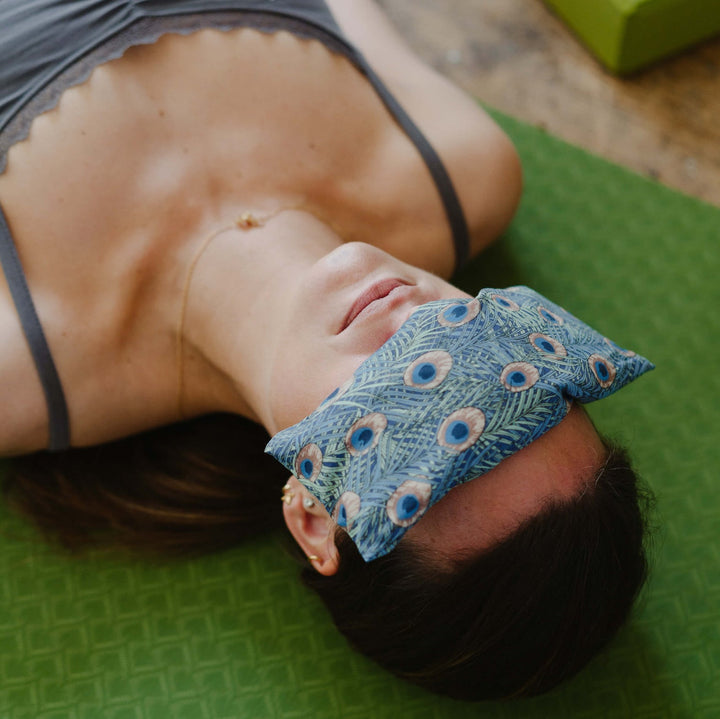 Lavender Relaxation Eye Pillow - Peacock Feathers Pattern - Slowood