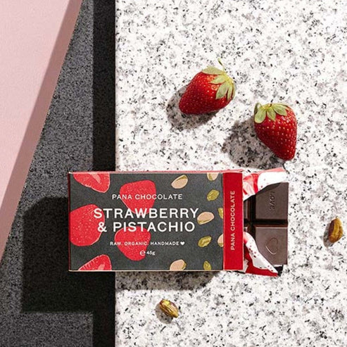 Organic Vegan Chocolate Bar - Strawberry & Pistachio 45g - Slowood