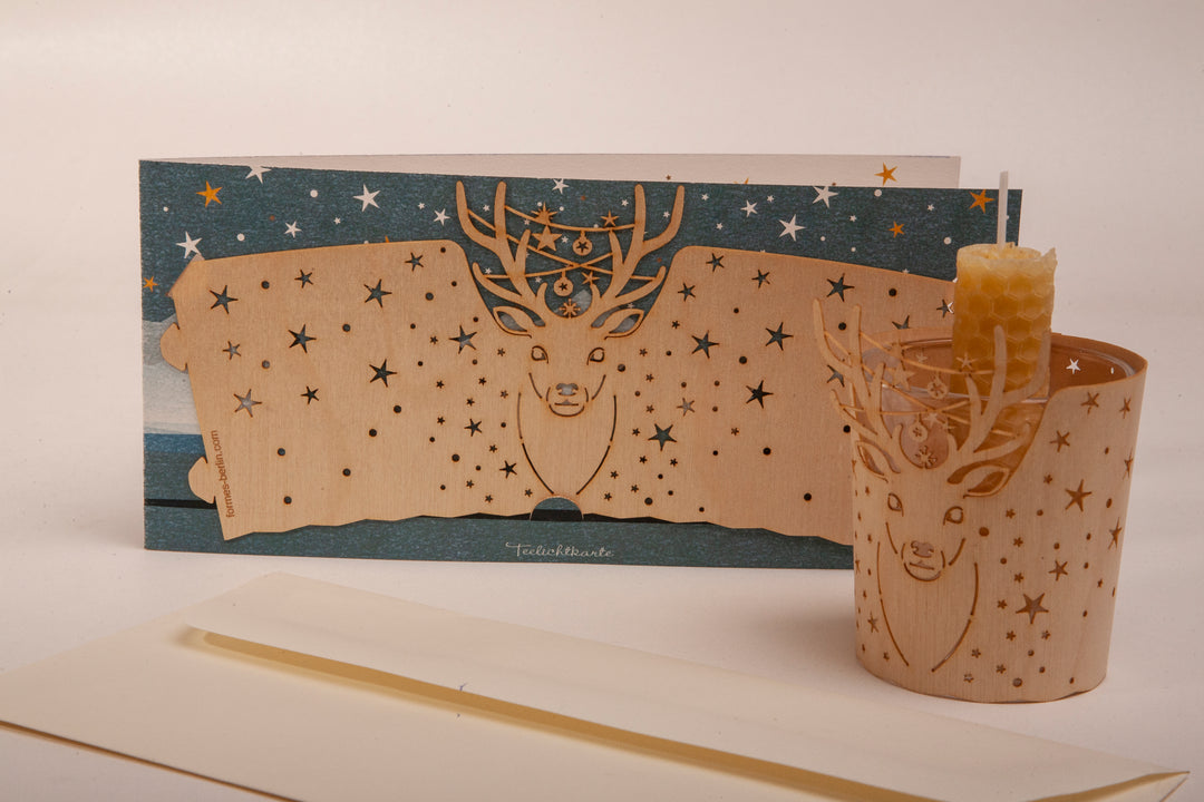 Tealight shade Card - Reindeer - Slowood