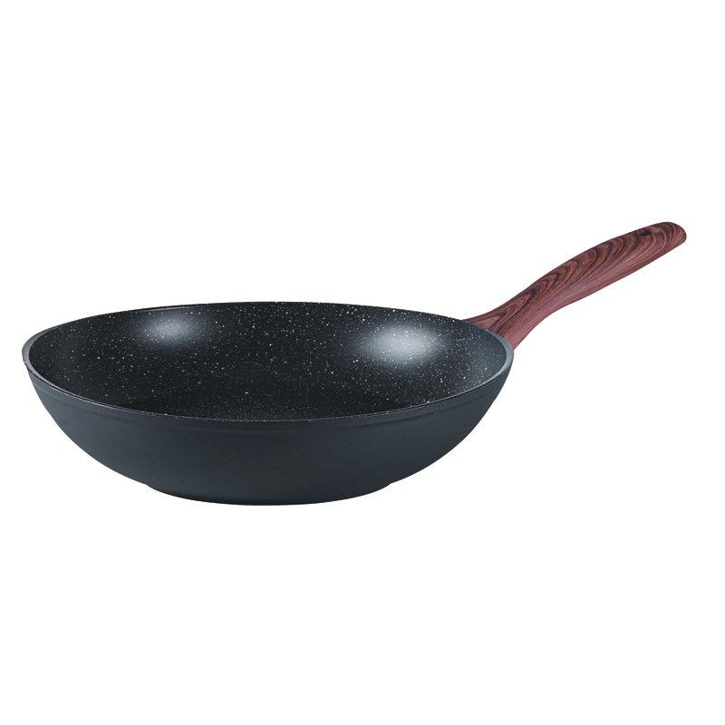 Spadella Wok 1 Handle Cm 28 Rock & Rose,Black Aluminum - Slowood