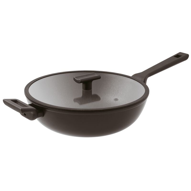 Wok 1 Handle Cm 30 W/Lid Titan Pro Double Induction Aluminum - Slowood