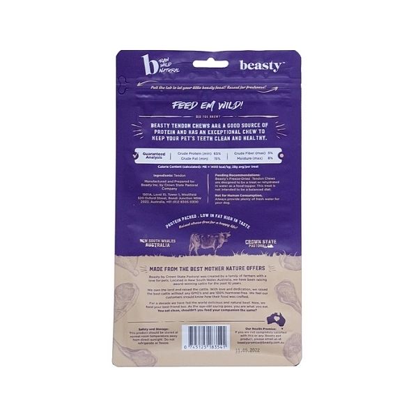 Freeze Dried 100% Beef Tendon Chews 85g - Slowood