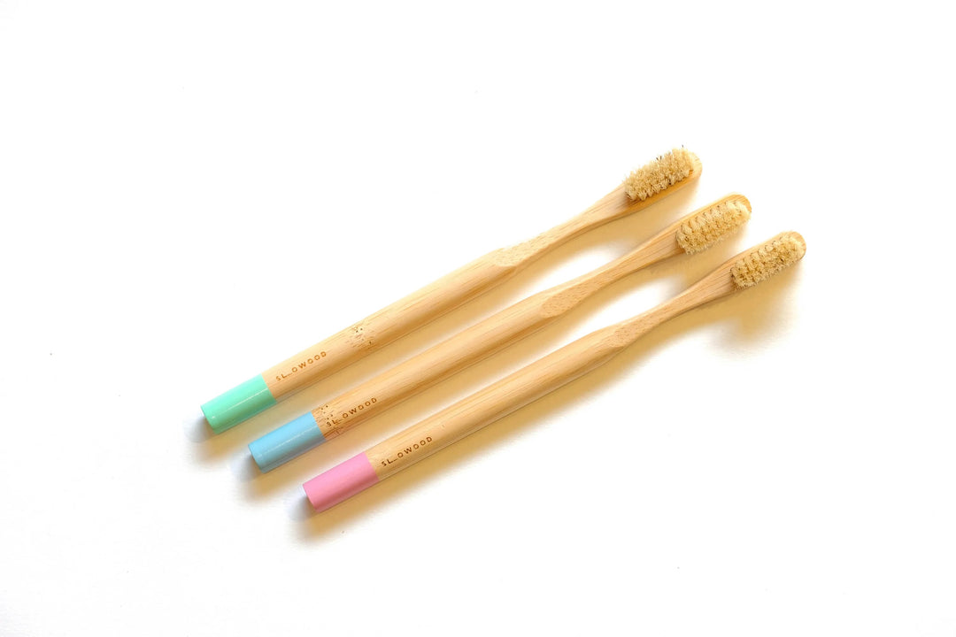 Natural Bristle Bamboo Toothbrush - Adult (3Pcs) - Slowood