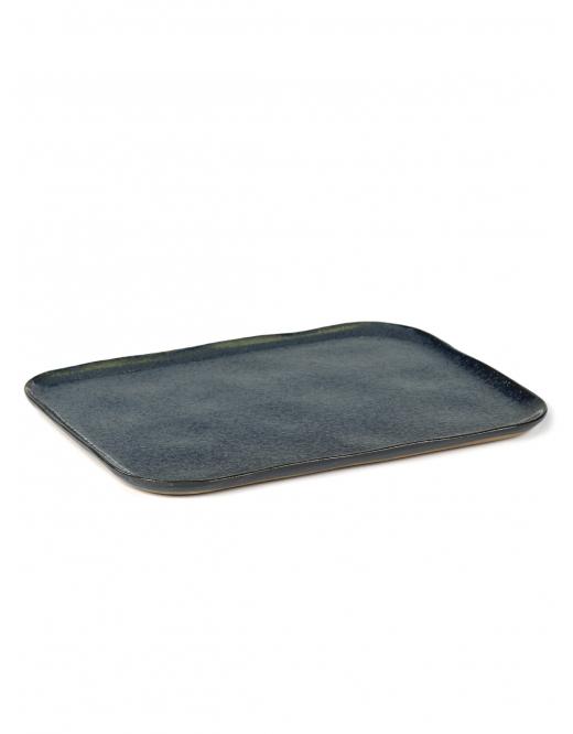 PLATE RECTANGULAR MERCI N1 XL 32x23 H1,4 BLUE/GREY - Slowood