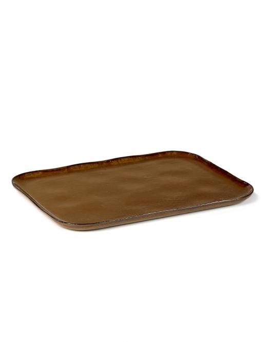 PLATE RECTANGULAR MERCI N1 XL 32x23 H1,4 OCRE/BROWN - Slowood