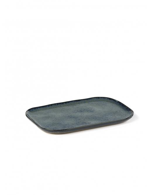 PLATE RECTANGULAR MERCI N2 L 23x15 H1,4 BLUE/GREY - Slowood