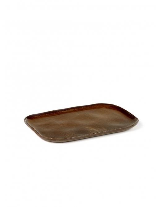 PLATE RECTANGULAR MERCI N2 L 23x15 H1,4 OCRE/BROWN - Slowood