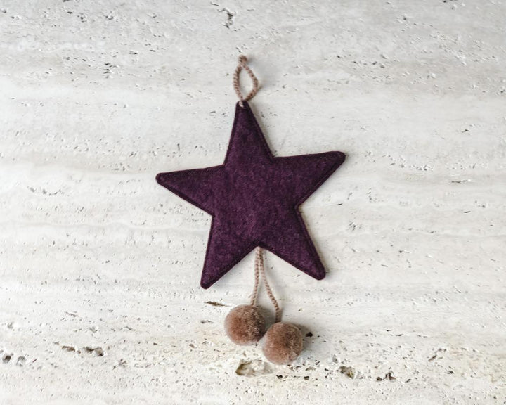 Mini stars with pompoms - aubergine - quartz pink - Slowood