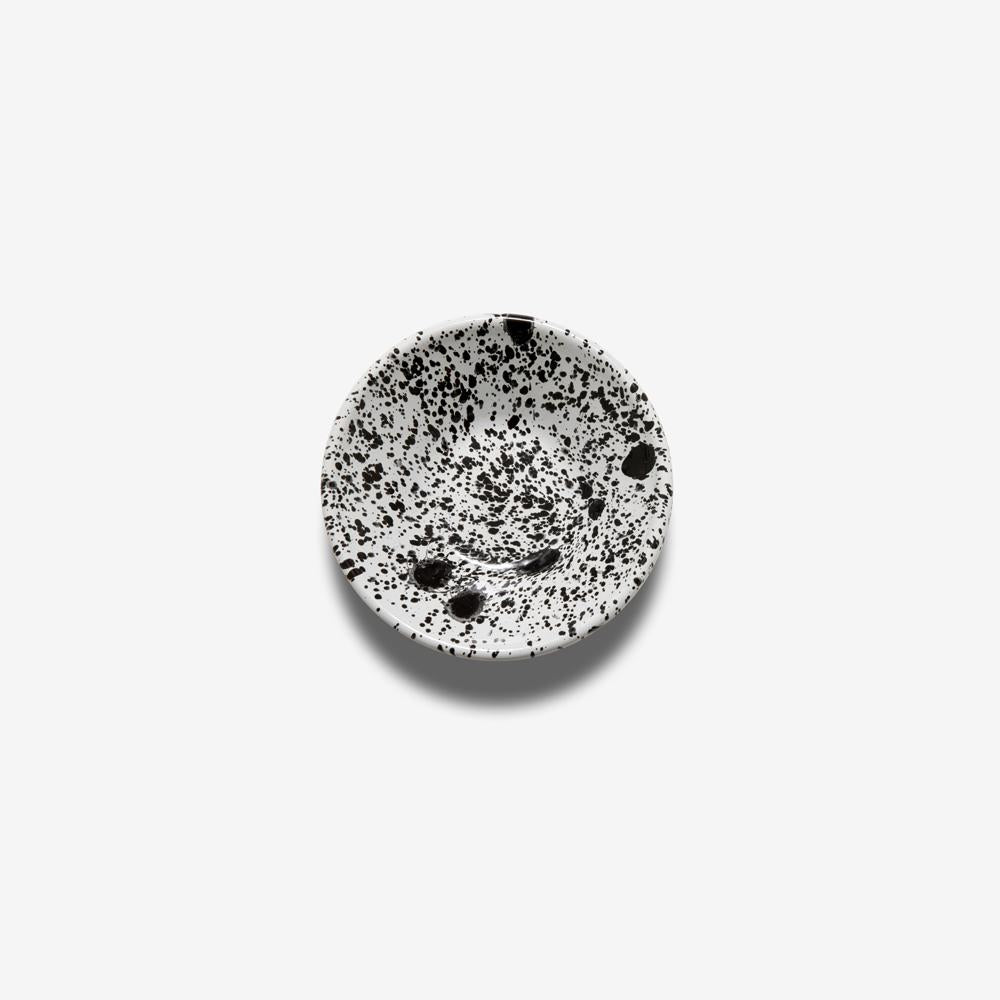 Mediterranean Bowl 17cm Black Splatter on White - Slowood